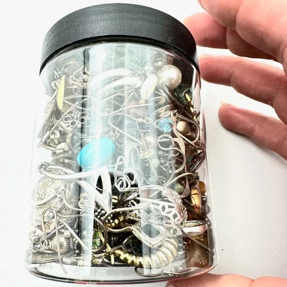 Mystery Jewelry Jar #981 Wearable Quality 925 Mixed Metal Earrings 350+ Grams - Picture 3 of 4